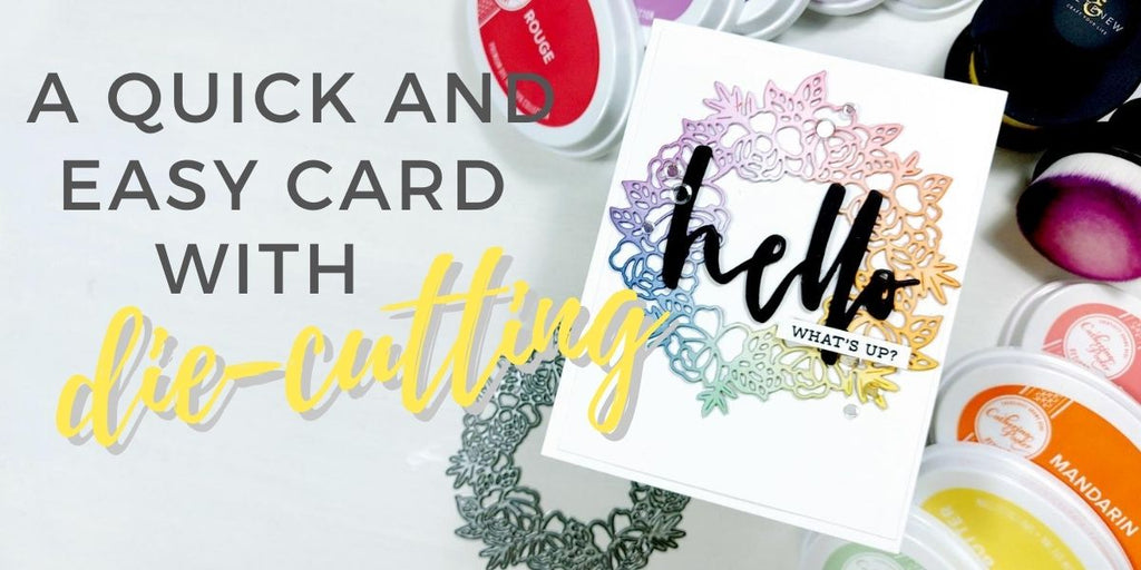 Quick and easy card with simple die-cutting - Altenew Rose Wreath Die