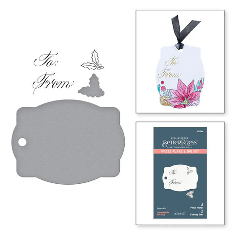 Copperplate Gift Tag Press Plate & Die Set from the Copperplate Holiday Sentiments Collection by Paul Antonio