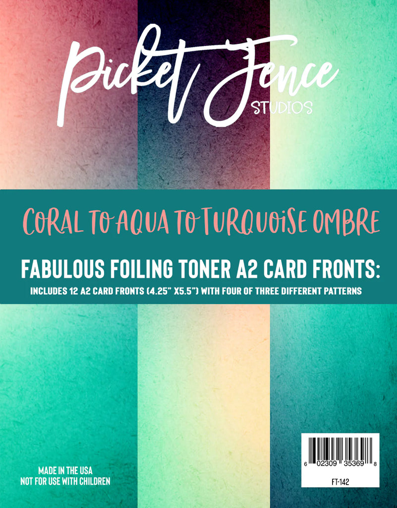 Fabulous Foiling Toner A2 Card Fronts - Coral to Aqua to Turquoise Ombre*