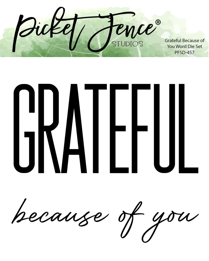 Grateful Because of You Word Die Set (Die size various)*