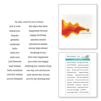 Typewriter Adventure Sentiments Clear Stamp Set from the Tunnel Scapes Collection by Vicky Papaioannou