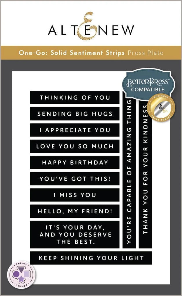 One-Go: Solid Sentiment Strips Press Plate