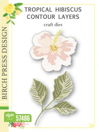Tropical Hibiscus Contour Layers
