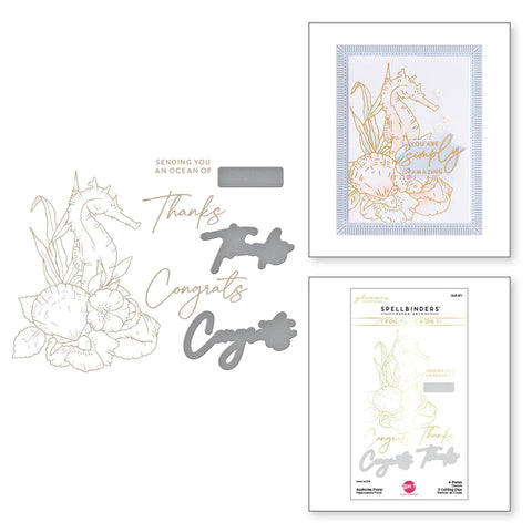 Seahorse Floral Glimmer Hot Foil Plate & Die Set from the Seahorse Kisses Collection by Dawn Woleslagle