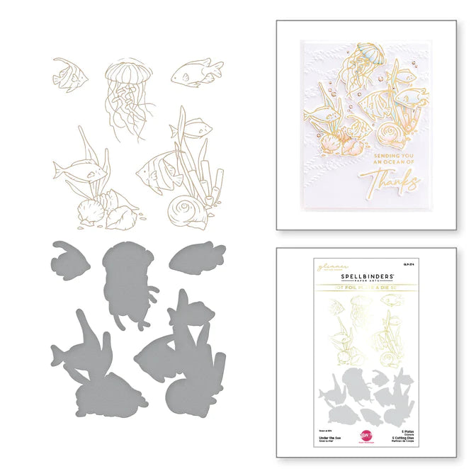 Under the Sea Glimmer Hot Foil Plate & Die Set from the Seahorse Kisses Collection by Dawn Woleslagle