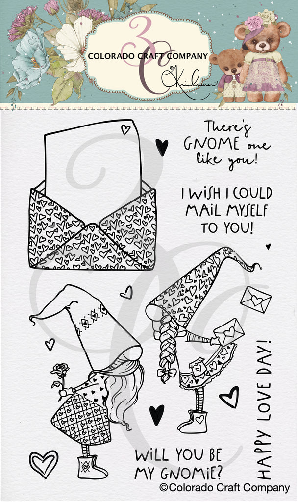 Kris Lauren - Love Day Gnomes 4 x 6 Clear Stamps*