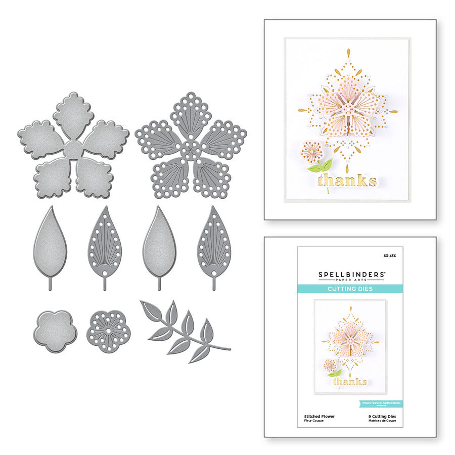 Stitched Flower Etched Dies from the Spring Into Stitching Collection