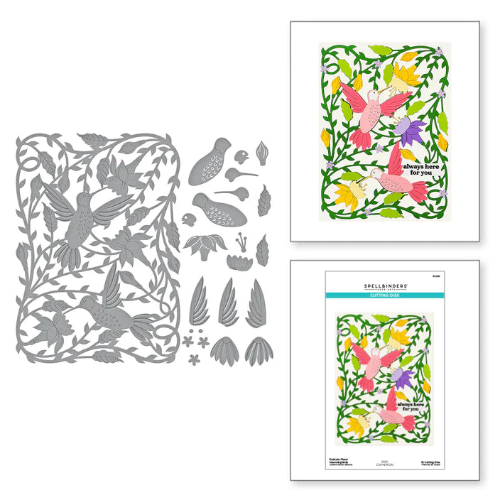 Delicate Floral Hummingbirds Etched Dies from the Bibi's Hummingbirds Collection