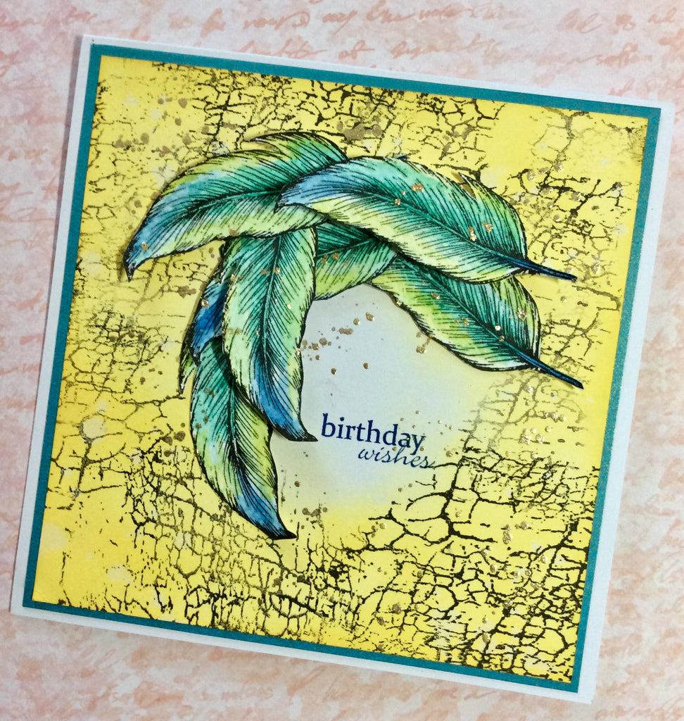 Feather card - stamp by Gina K