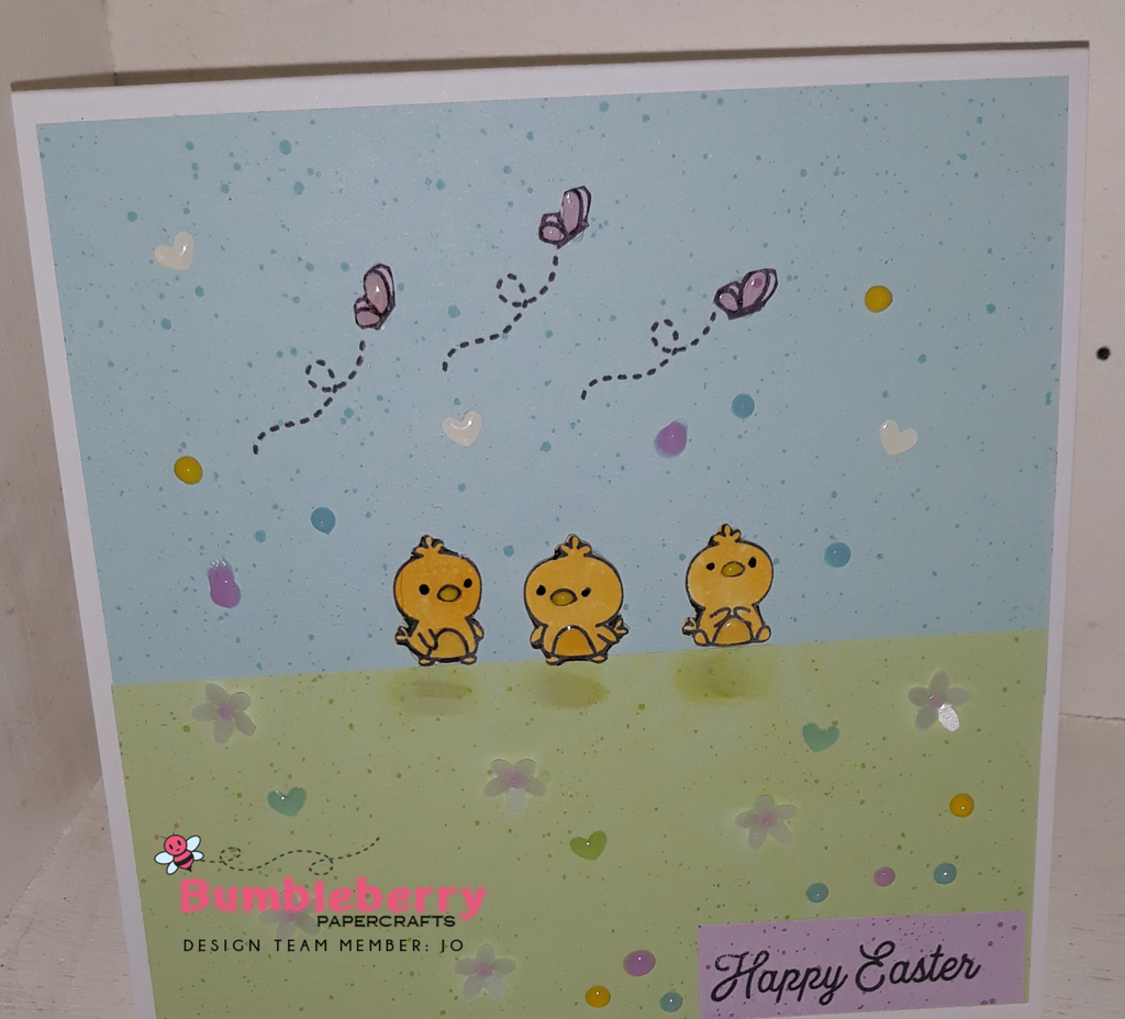 Creating Cards using backing papers featuring Lawn Fawns Spiffy Speckles Paper Pack and Avery Elle Easter Chicks Stamps.