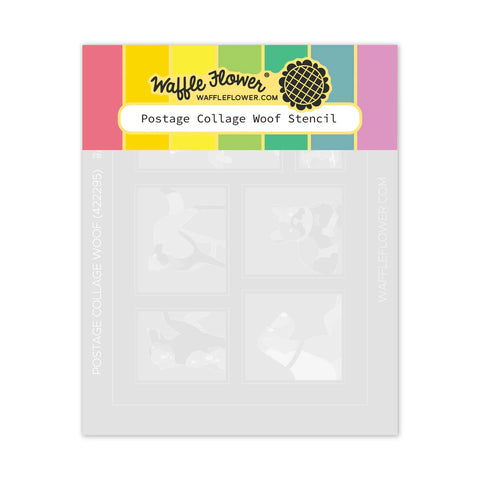 Postage Collage Woof Stencil