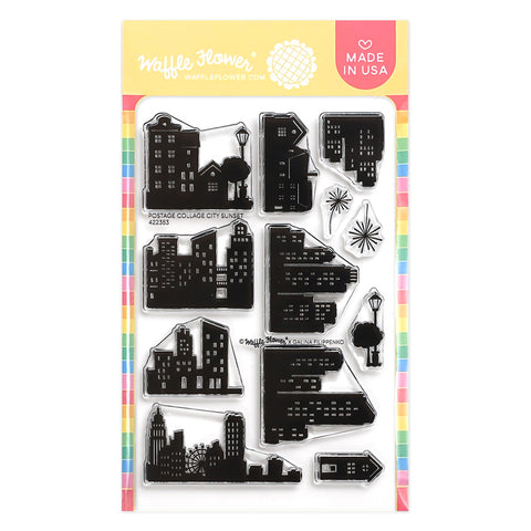 Postage Collage City Sunset Stamp Set