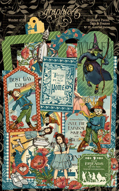 Graphic 45 Wonder of Oz Chipboard Pieces, Tags & Frames
