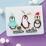 Playful Penguins Etched Dies from the Let It Snow Collection by Simon Hurley