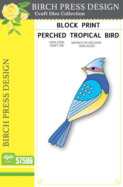 Block Print Perched Tropical Bird