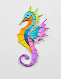 Block Print Proud Seahorse