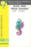 Block Print Proud Seahorse