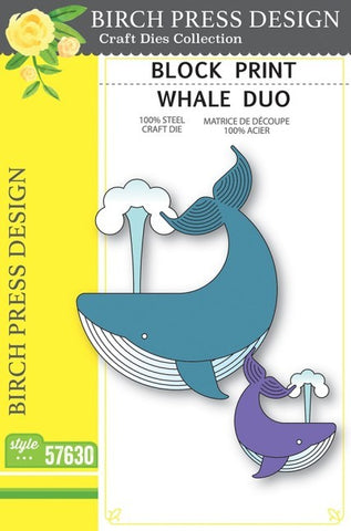 Block Print Whale Duo