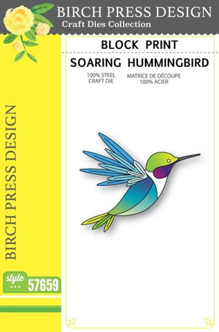 Block Print Soaring Hummingbird
