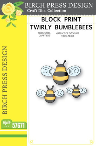 Block Print Twirly Bumblebees