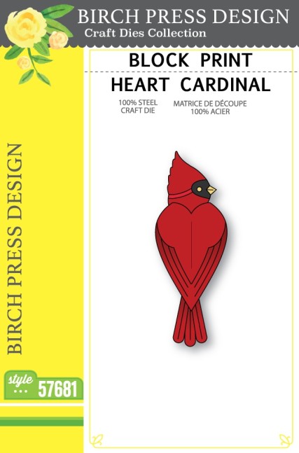 Block Print Heart Cardinal