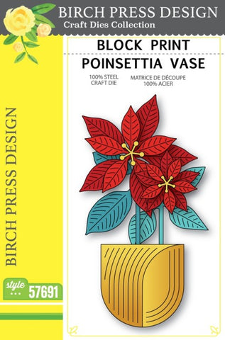 Block Print Poinsettia Vase