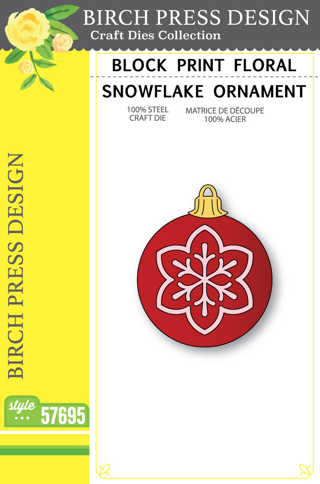 Block Print Floral Snowflake Ornament