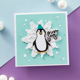 Playful Penguins Etched Dies from the Let It Snow Collection by Simon Hurley