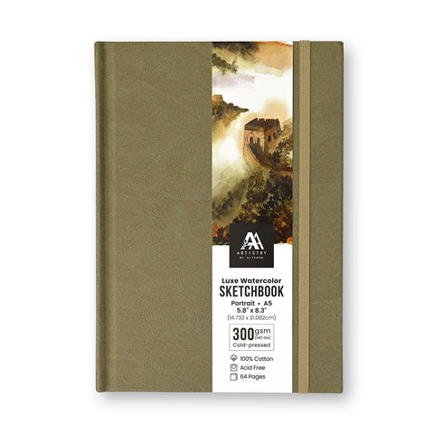 Luxe Watercolor Sketchbook - A5 (5.8" x 8.3") Portrait, 300 gsm