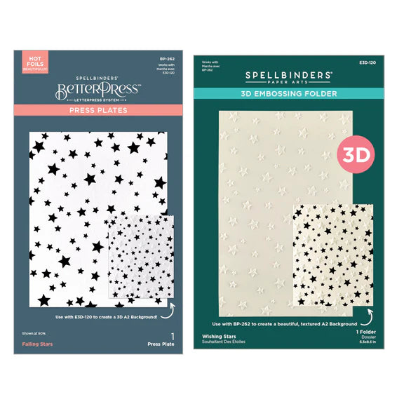 Wishing and Falling Stars 3D Embossing Folder and BetterPress Bundle from the Little Smiles Collection