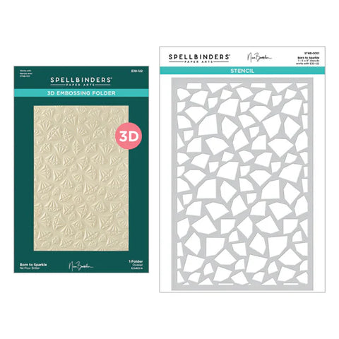 Born to Sparkle 3D Embossing Folder and Stencil Bundle from the Bougie Birthday Collection by Nina Boettcher