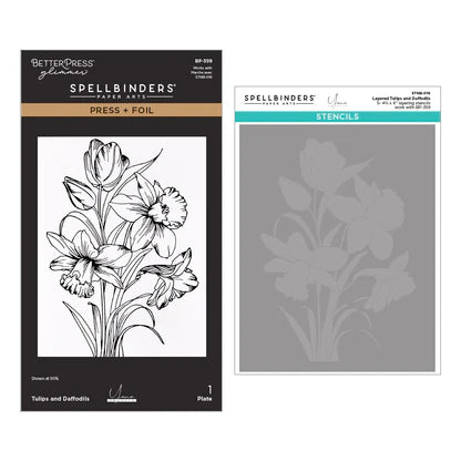 Tulips and Daffodils Press + Foil Plate and Stencil Bundle by Yana Smakula
