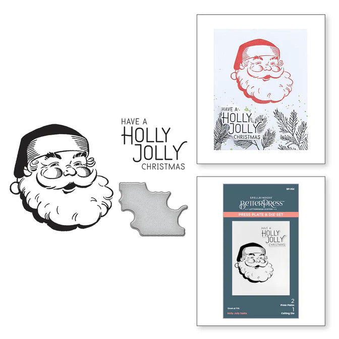 Holly Jolly Santa Press Plate & Die Set from the More BetterPress Christmas Collection