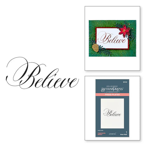 Copperplate Believe Press Plate from the Copperplate Holiday Sentiments Collection by Paul Antonio