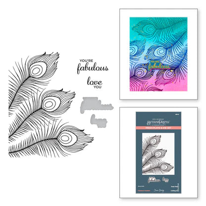 Fabulous Feathers Press Plate & Die Set from the Peacock Paradise Collection by Dawn Bibby