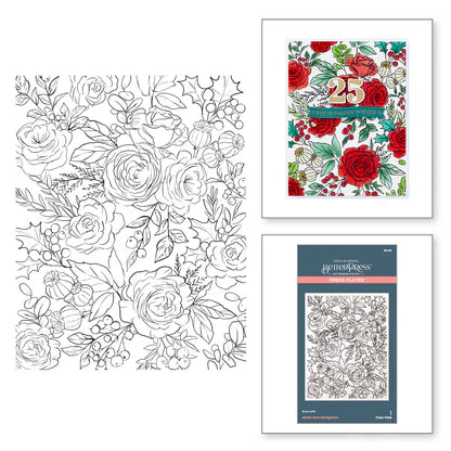 Winter Rose Background Press Plate from the Handmade Holidays Collection