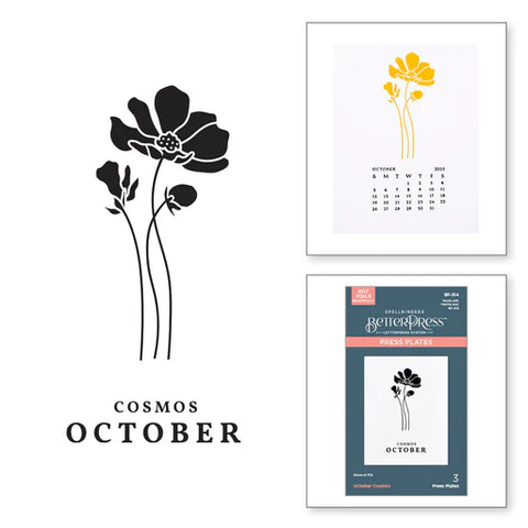 October Cosmos Press Plates from the Florals Through the Year Collection