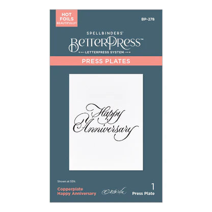 Copperplate Happy Anniversary BetterPress Plate from the Copperplate Happy Everything Sentiments Collection by Paul Antonio