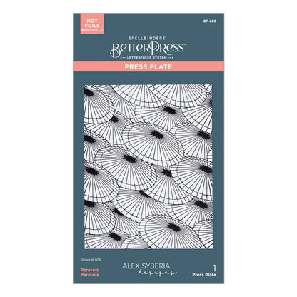 Parasols BetterPress Plate from the Spring in Kyoto Collection by Alex Syberia Designs