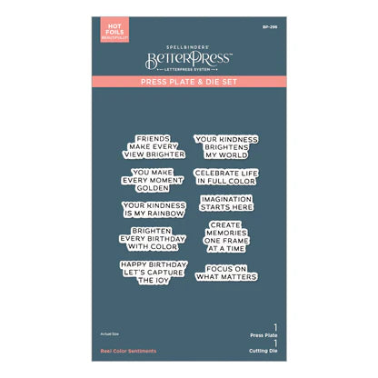 Reel Color Sentiments BetterPress Plate & Die Set from the Take Note Collection