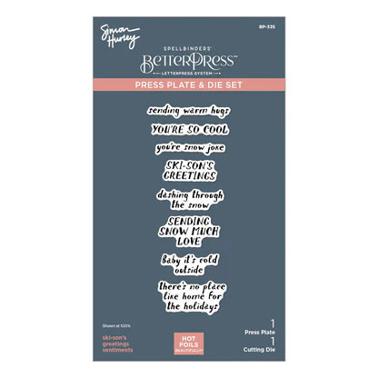 Ski-son's Greetings Sentiments BetterPress Plate & Die Set from the Ski-son's Greetings Collection by Simon Hurley