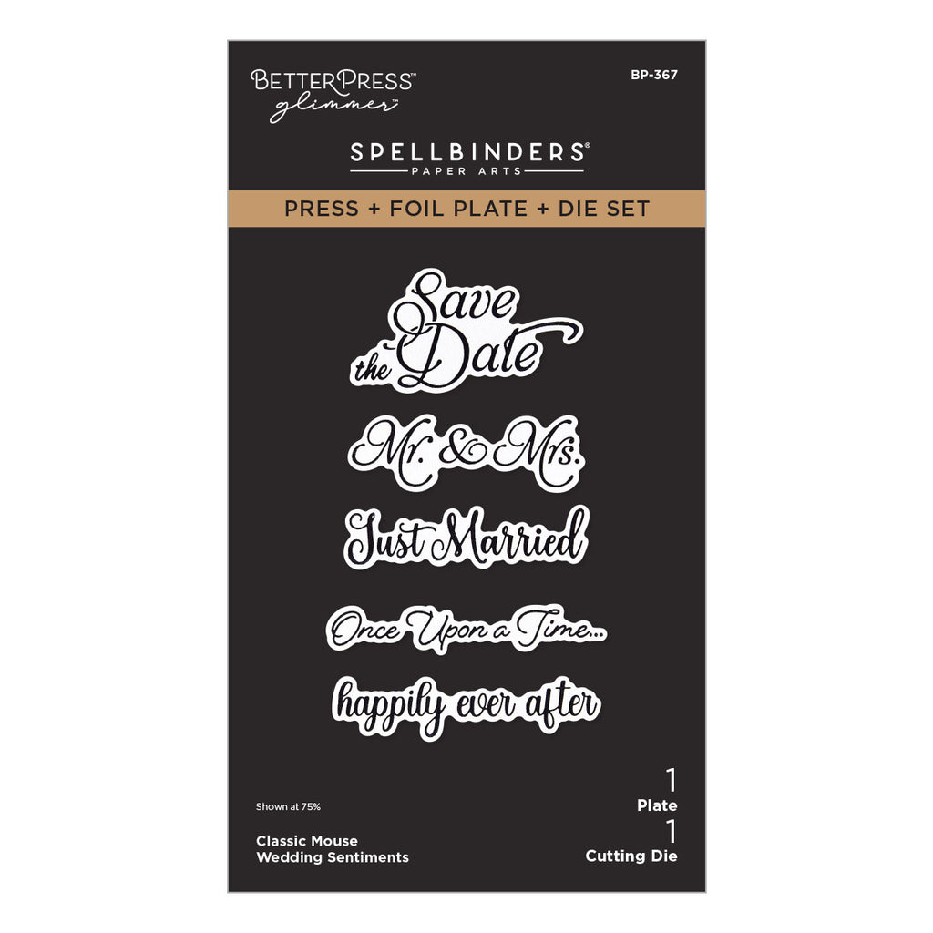 Classic Mouse Wedding Sentiments Press + Foil Plate & Die Set