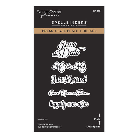 Classic Mouse Wedding Sentiments Press + Foil Plate & Die Set