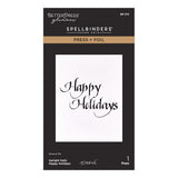 Upright Italic Happy Holidays Press + Foil Plate by Paul Antonio