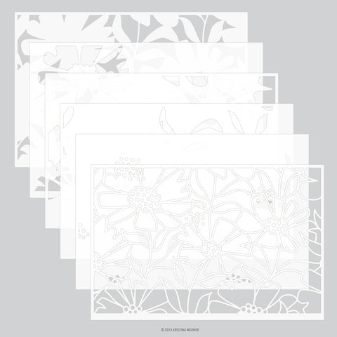 Cheerful Flowers Stencil Pack (6 qty; 6 x 9)