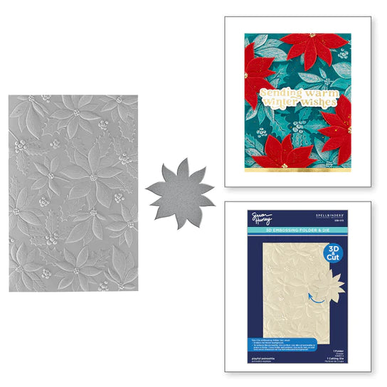 Playful Poinsettia 3D Embossing Folder from the Simon's Snow Globes Collection by Simon Hurley