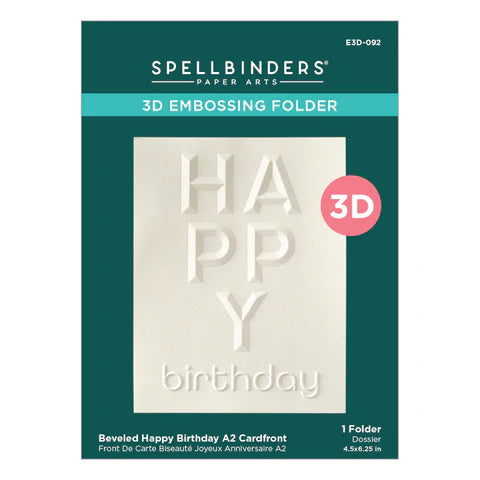 Beveled Happy Birthday A2 Cardfront 3D Embossing Folder from the Beveled Sentiment A2 Cardfronts Collection