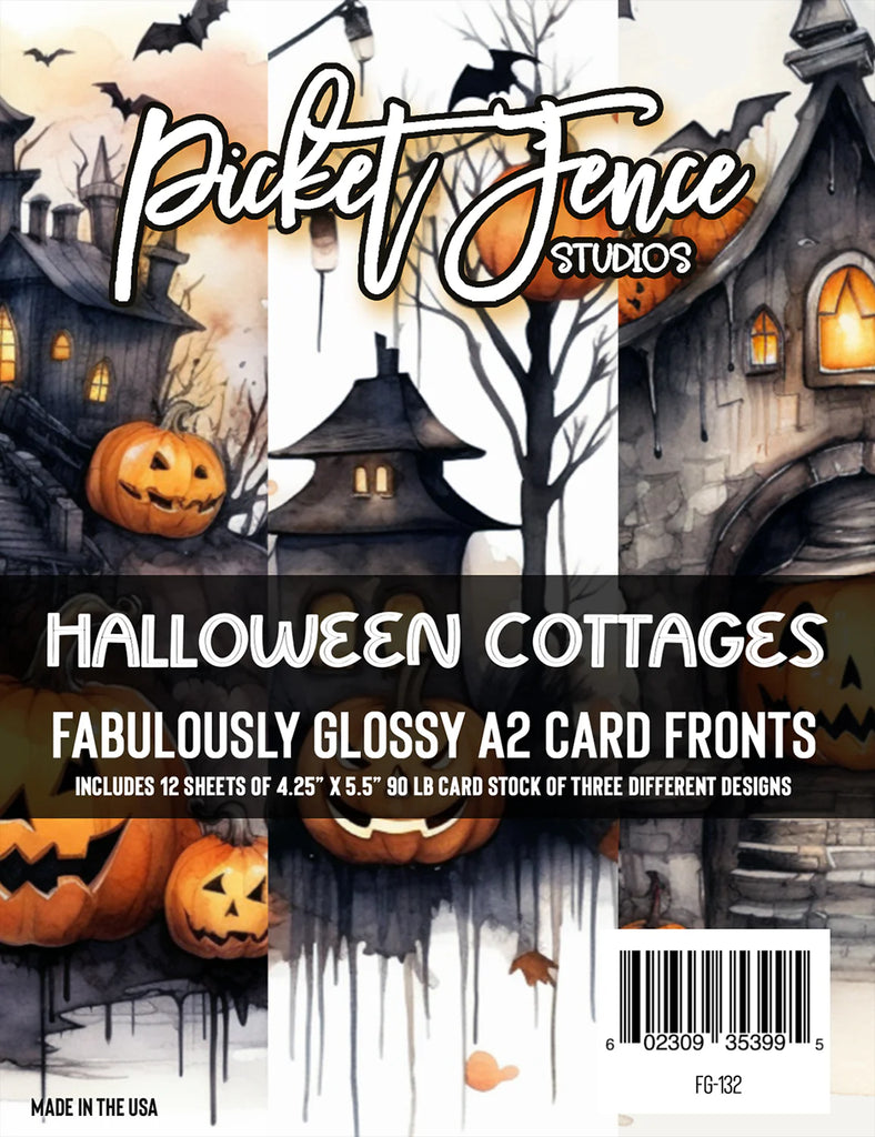 Fabulously Glossy A2 Card Fronts (12 pk)-Halloween Cottages*