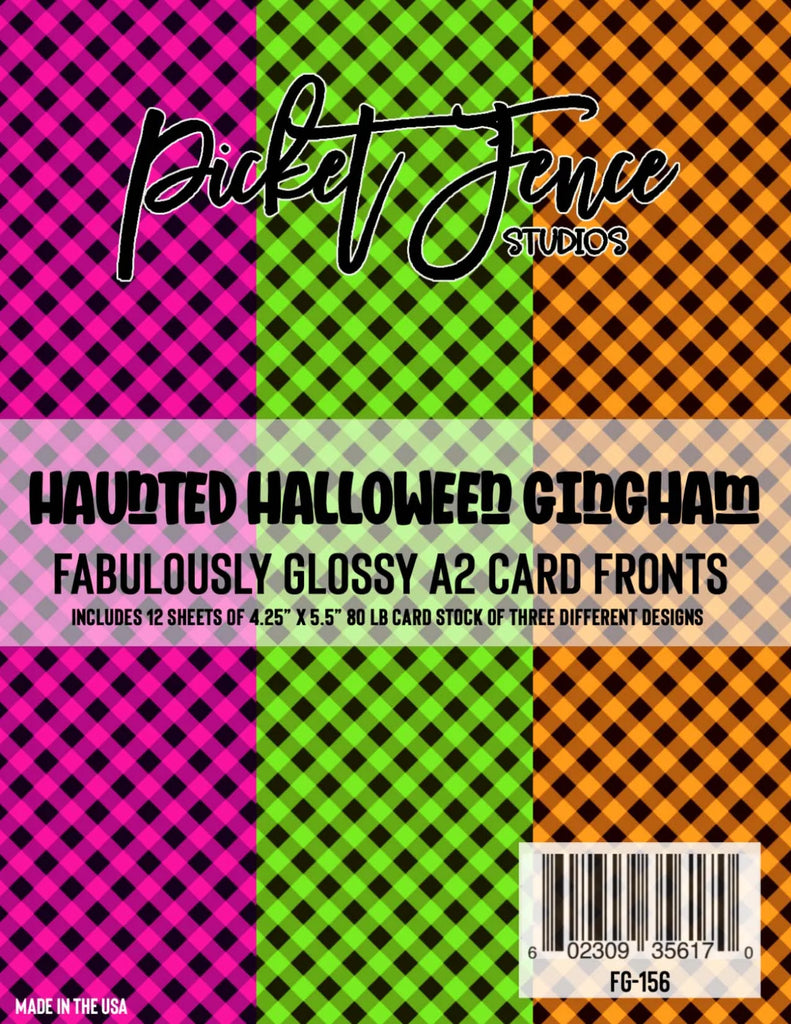 Fabulously Glossy A2 Card Fronts (12 pk)-Haunted Halloween Gingham