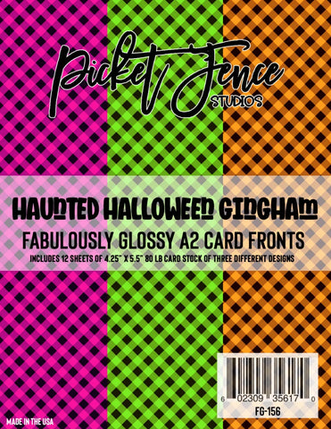 Fabulously Glossy A2 Card Fronts (12 pk)-Haunted Halloween Gingham